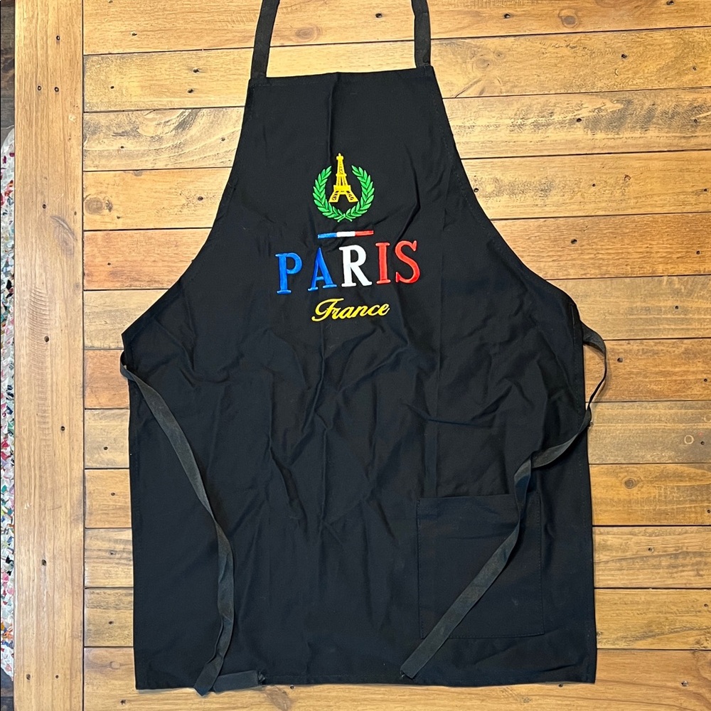 Never used!!!! Black Paris France Embroidered Apron